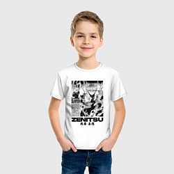 Футболка хлопковая детская Зеницу Агацума - клинок, цвет: белый — фото 2
