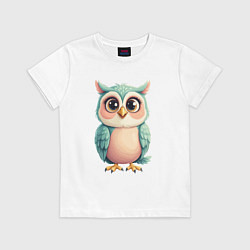 Футболка хлопковая детская Милый совенок, цвет: белый