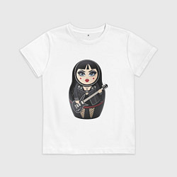 Футболка хлопковая детская Матрешка Gothic, цвет: белый
