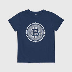Футболка хлопковая детская Биткоин цифровой, цвет: тёмно-синий