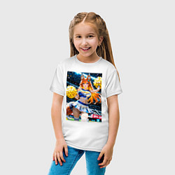 Футболка хлопковая детская Милая лиса поднимает моральный дух игроков, цвет: белый — фото 2