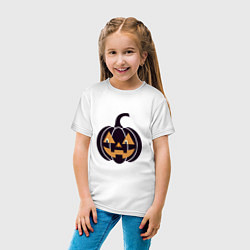 Футболка хлопковая детская Тыква Джек фонарь Хэллоуин, цвет: белый — фото 2