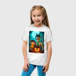Футболка хлопковая детская Rick and Morty with pumpkin - halloween night, цвет: белый — фото 2