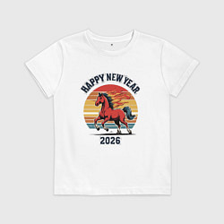 Детская футболка Красная огненная лошадь 2026