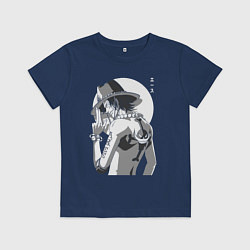 Футболка хлопковая детская One piece Луффи взрослый, цвет: тёмно-синий