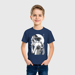 Футболка хлопковая детская One piece Луффи взрослый, цвет: тёмно-синий — фото 2