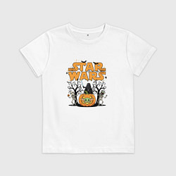 Футболка хлопковая детская Звездные Войны - Вейдер на тыкве, цвет: белый