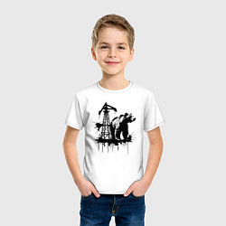 Футболка хлопковая детская Медведь и нефть, цвет: белый — фото 2