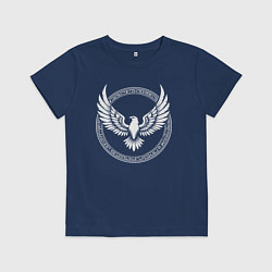 Футболка хлопковая детская Орел стилизованый круг, цвет: тёмно-синий