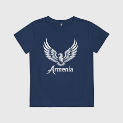 Футболка хлопковая детская Гордый орел Армении, цвет: тёмно-синий
