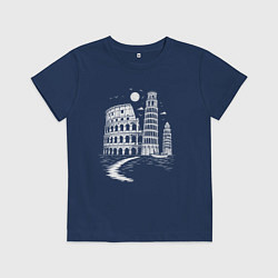 Футболка хлопковая детская Величие Италии, цвет: тёмно-синий