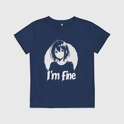 Футболка хлопковая детская Я в порядке анимешница, цвет: тёмно-синий