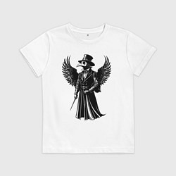 Футболка хлопковая детская Крылатый чумной доктор, цвет: белый