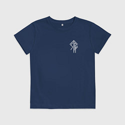 Футболка хлопковая детская Став рун на удачу и силу, цвет: тёмно-синий