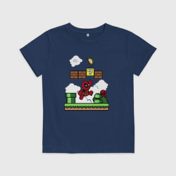 Футболка хлопковая детская Deadpool Mario, цвет: тёмно-синий