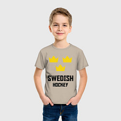 Футболка хлопковая детская Swedish Hockey, цвет: миндальный — фото 2
