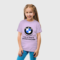 Футболка хлопковая детская BMW Driving Machine, цвет: лаванда — фото 2