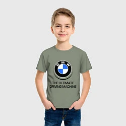 Футболка хлопковая детская BMW Driving Machine, цвет: авокадо — фото 2