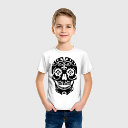 Футболка хлопковая детская Расписной череп, цвет: белый — фото 2