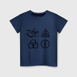 Футболка хлопковая детская Led Zeppelin: symbols, цвет: тёмно-синий