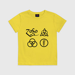 Футболка хлопковая детская Led Zeppelin: symbols, цвет: желтый