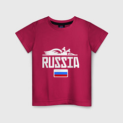 Футболка хлопковая детская Russia, цвет: маджента