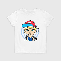 Футболка хлопковая детская Eminem face, цвет: белый
