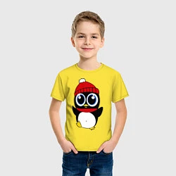 Футболка хлопковая детская Удивленный пингвинчик, цвет: желтый — фото 2