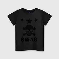 Футболка хлопковая детская SWAG Skull, цвет: черный