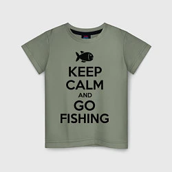 Футболка хлопковая детская Keep Calm & Go fishing, цвет: авокадо