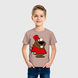 Футболка хлопковая детская Бобер, цвет: пыльно-розовый — фото 2