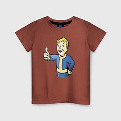 Футболка хлопковая детская Fallout vault boy, цвет: кирпичный