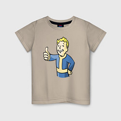 Футболка хлопковая детская Fallout vault boy, цвет: миндальный