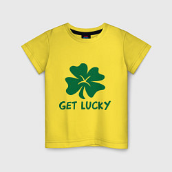 Футболка хлопковая детская Get lucky, цвет: желтый