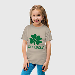 Футболка хлопковая детская Get lucky, цвет: миндальный — фото 2
