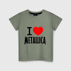 Футболка хлопковая детская I love Metallica, цвет: авокадо