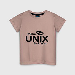 Футболка хлопковая детская Make unix, not war, цвет: пыльно-розовый