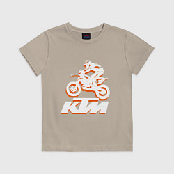Футболка хлопковая детская KTM белый, цвет: миндальный