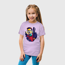 Футболка хлопковая детская Messi Art, цвет: лаванда — фото 2