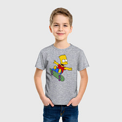 Футболка хлопковая детская Барт на скейте, цвет: меланж — фото 2