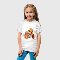 Футболка хлопковая детская Super Mario: Builder, цвет: белый — фото 2
