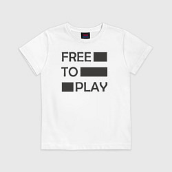 Футболка хлопковая детская Free to play, цвет: белый