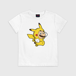 Футболка хлопковая детская Pika Suit, цвет: белый