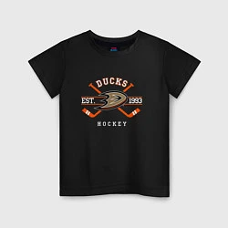 Футболка хлопковая детская Ducks: Est.1993, цвет: черный