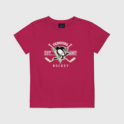 Футболка хлопковая детская Pittsburgh Penguins: Est.1967, цвет: маджента