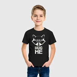 Футболка хлопковая детская Raccoon: Hug me, цвет: черный — фото 2