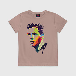 Футболка хлопковая детская Lionel Messi: fun-art, цвет: пыльно-розовый