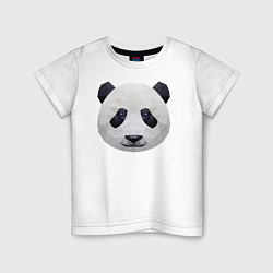 Футболка хлопковая детская Полигональная панда, цвет: белый