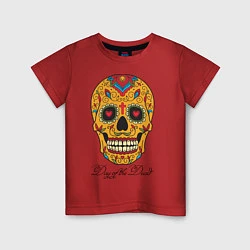 Футболка хлопковая детская Мексиканский череп, цвет: красный