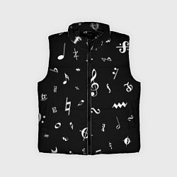 Детский жилет Нотные Знаки Белые на Черном, цвет: 3D-черный